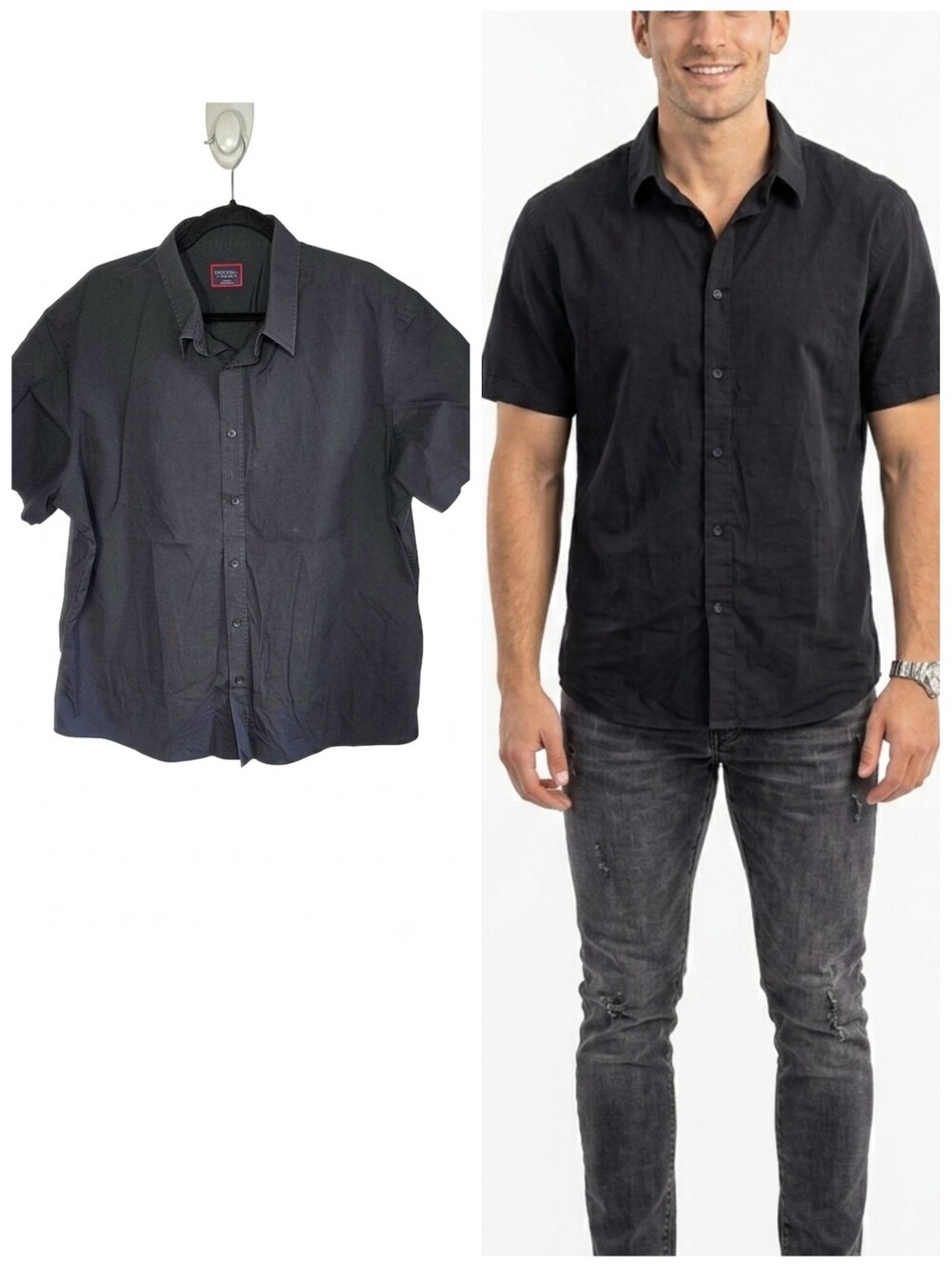 Untuckit Classic Fit Men's Short-Sleeve Button-Up Shirt - Black Men's Size XXL